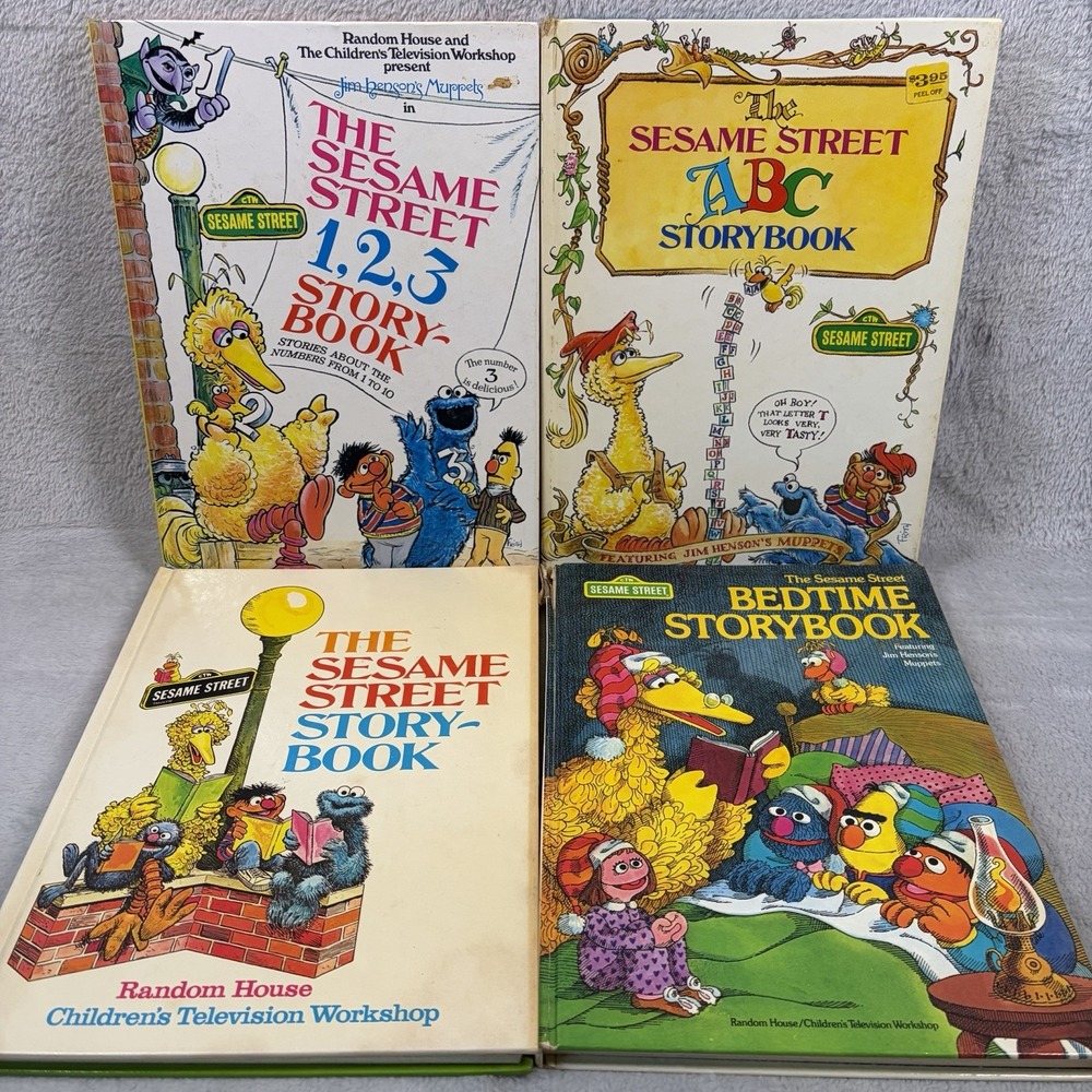 Vintage Sesame Street Storybook Lot 4 Hardcover 1971-1978 Jim Henson Muppets